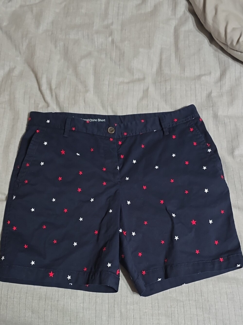 Talbots Navy Star-Print Cotton Chino Shorts